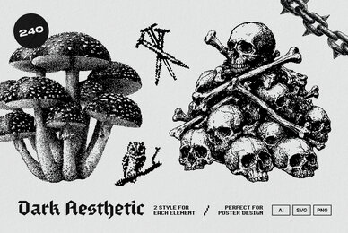 Dark Aesthetic Dithering Graphic Bundle