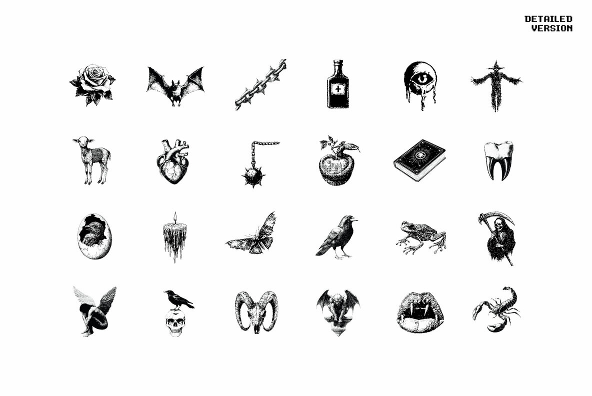 Dark Aesthetic Dithering Graphic Bundle 7