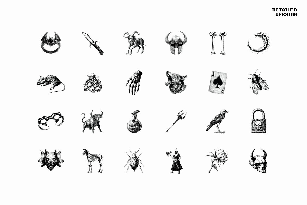 Dark Aesthetic Dithering Graphic Bundle 11