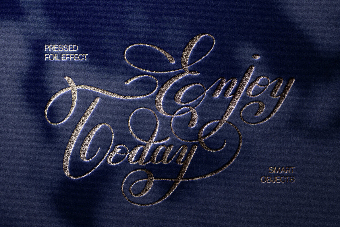 Pressed Foil Text and Logo Mockup 1