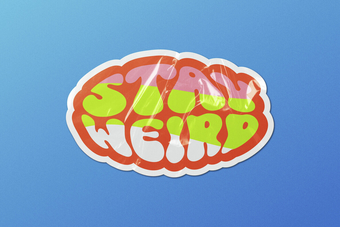 Wrinkled Sticker Mockup 2