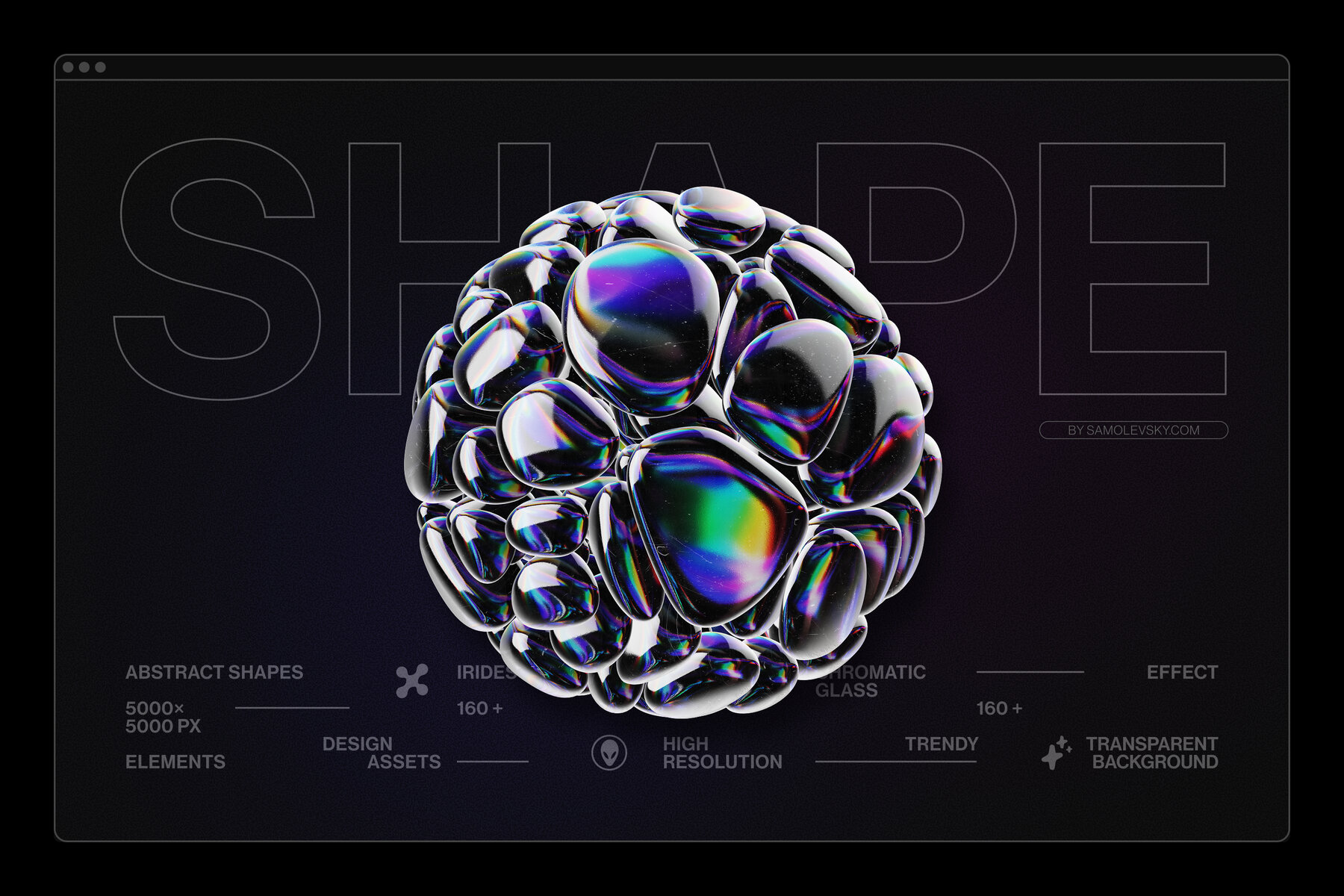 Chromatic Glass Shapes 162 Iridescent 3D Elements 5