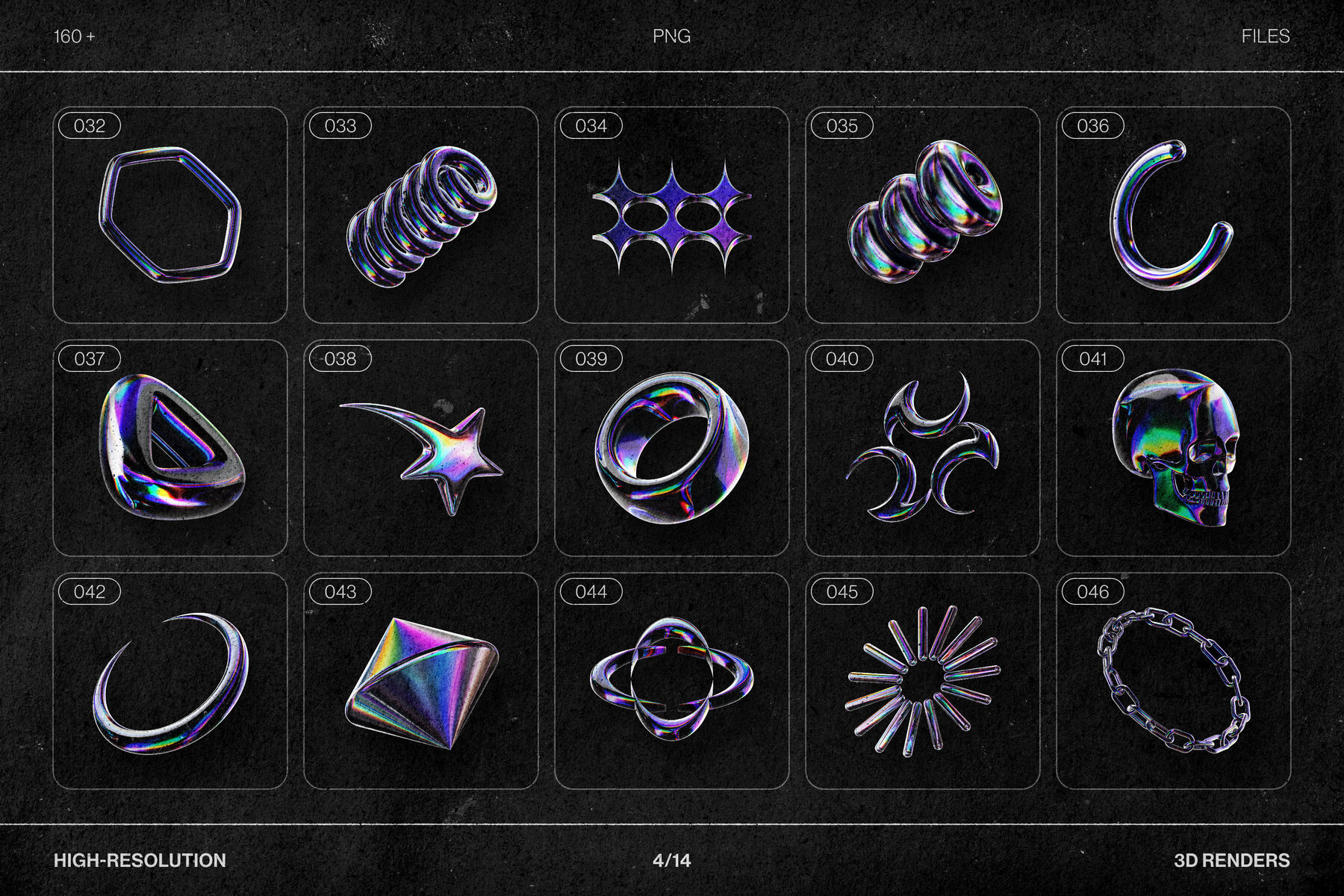 Chromatic Glass Shapes 162 Iridescent 3D Elements 7