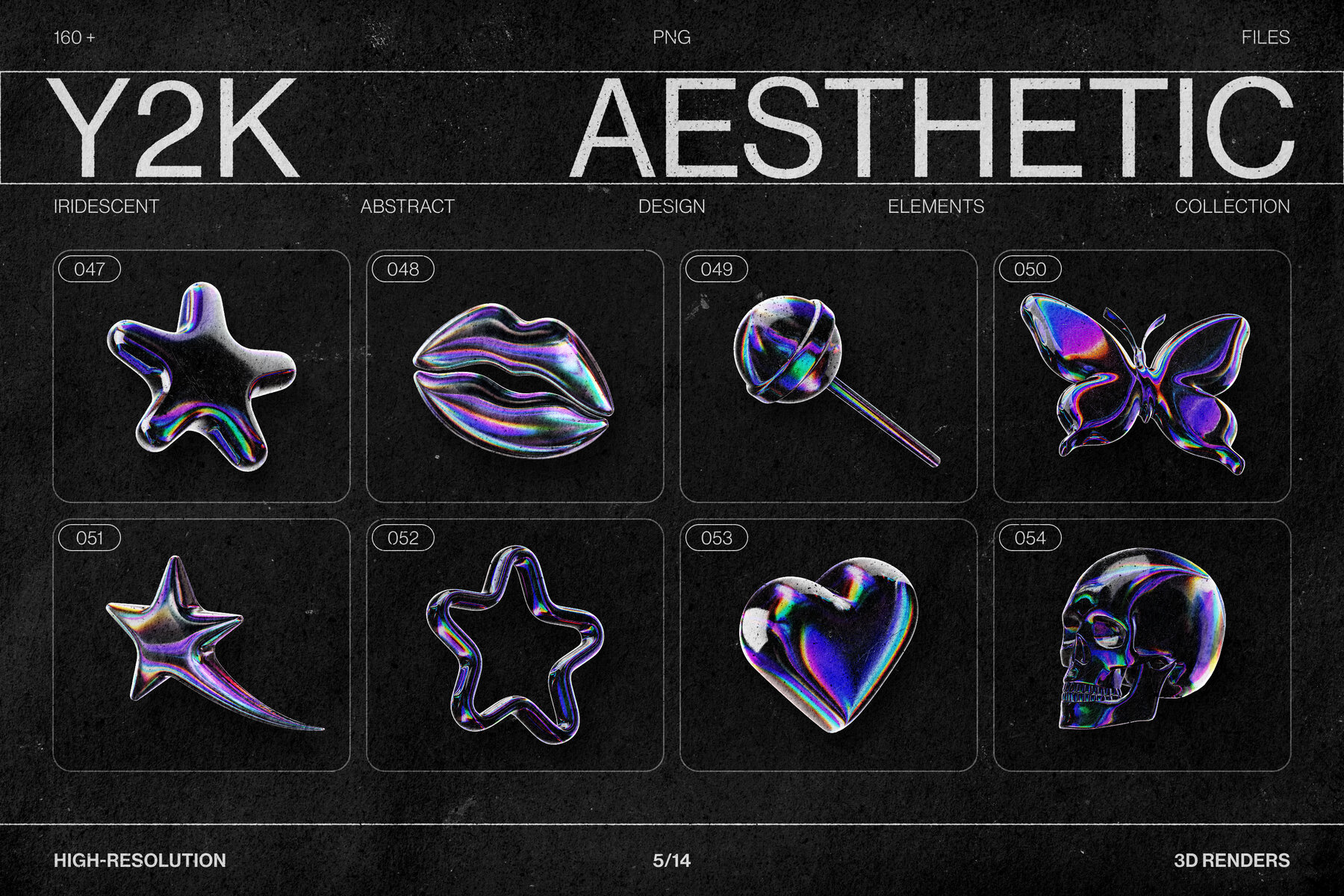 Chromatic Glass Shapes 162 Iridescent 3D Elements 10