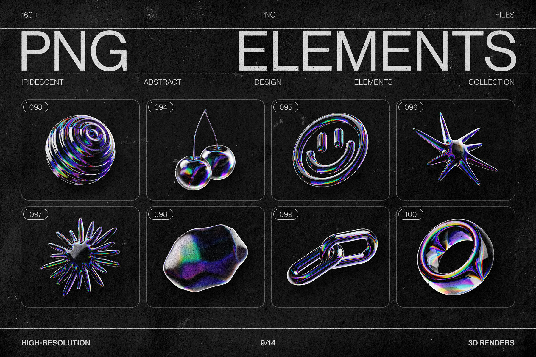 Chromatic Glass Shapes 162 Iridescent 3D Elements 20
