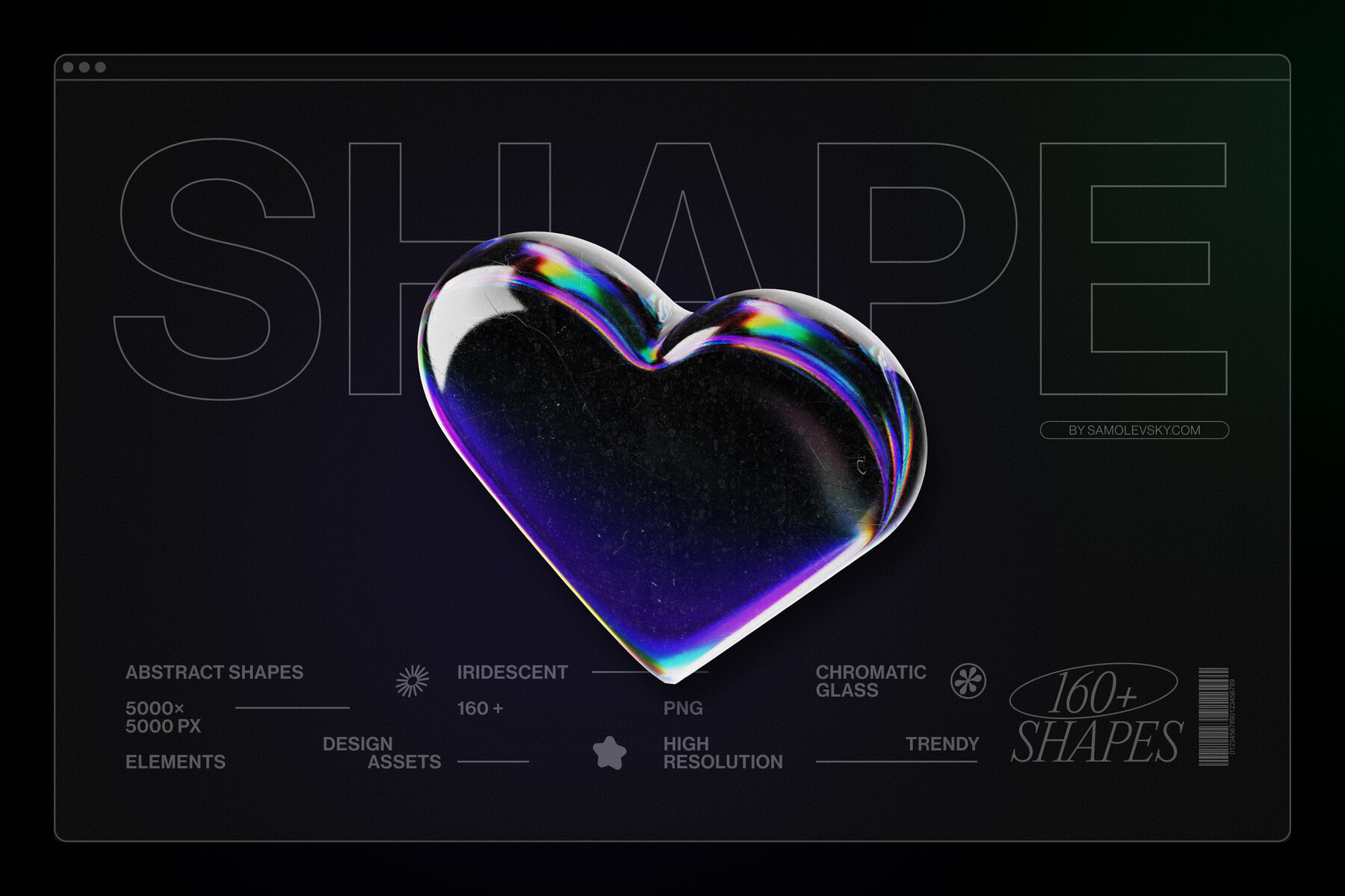 Chromatic Glass Shapes 162 Iridescent 3D Elements 22