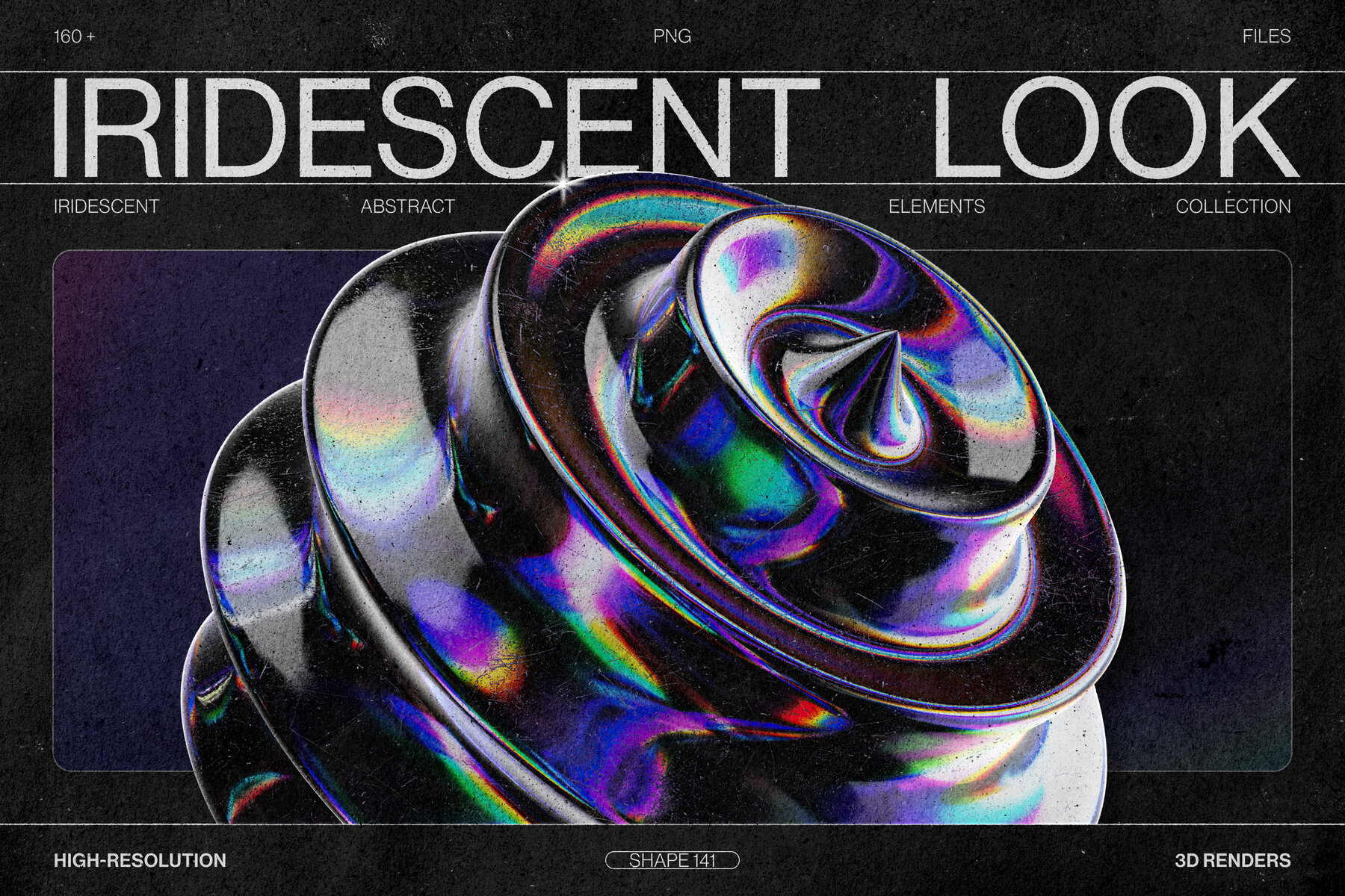 Chromatic Glass Shapes 162 Iridescent 3D Elements 23