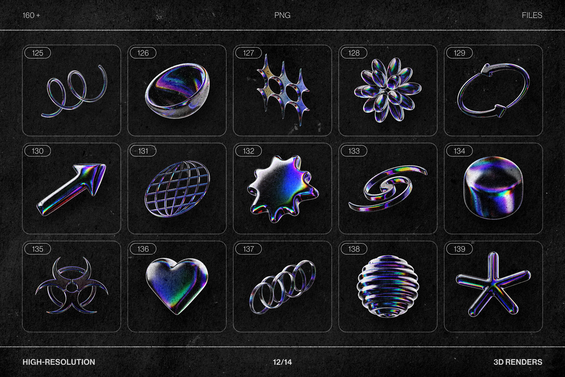 Chromatic Glass Shapes 162 Iridescent 3D Elements 25