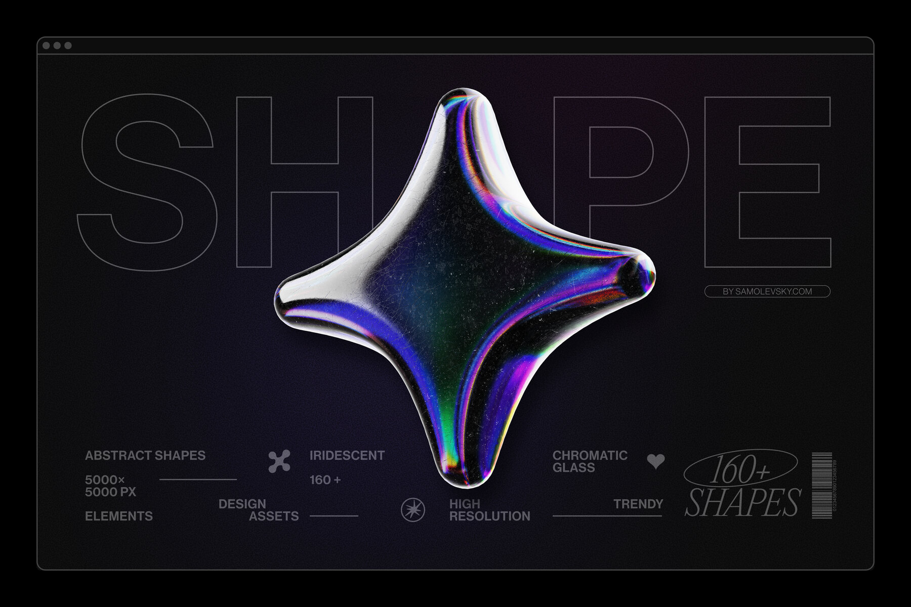 Chromatic Glass Shapes 162 Iridescent 3D Elements 26