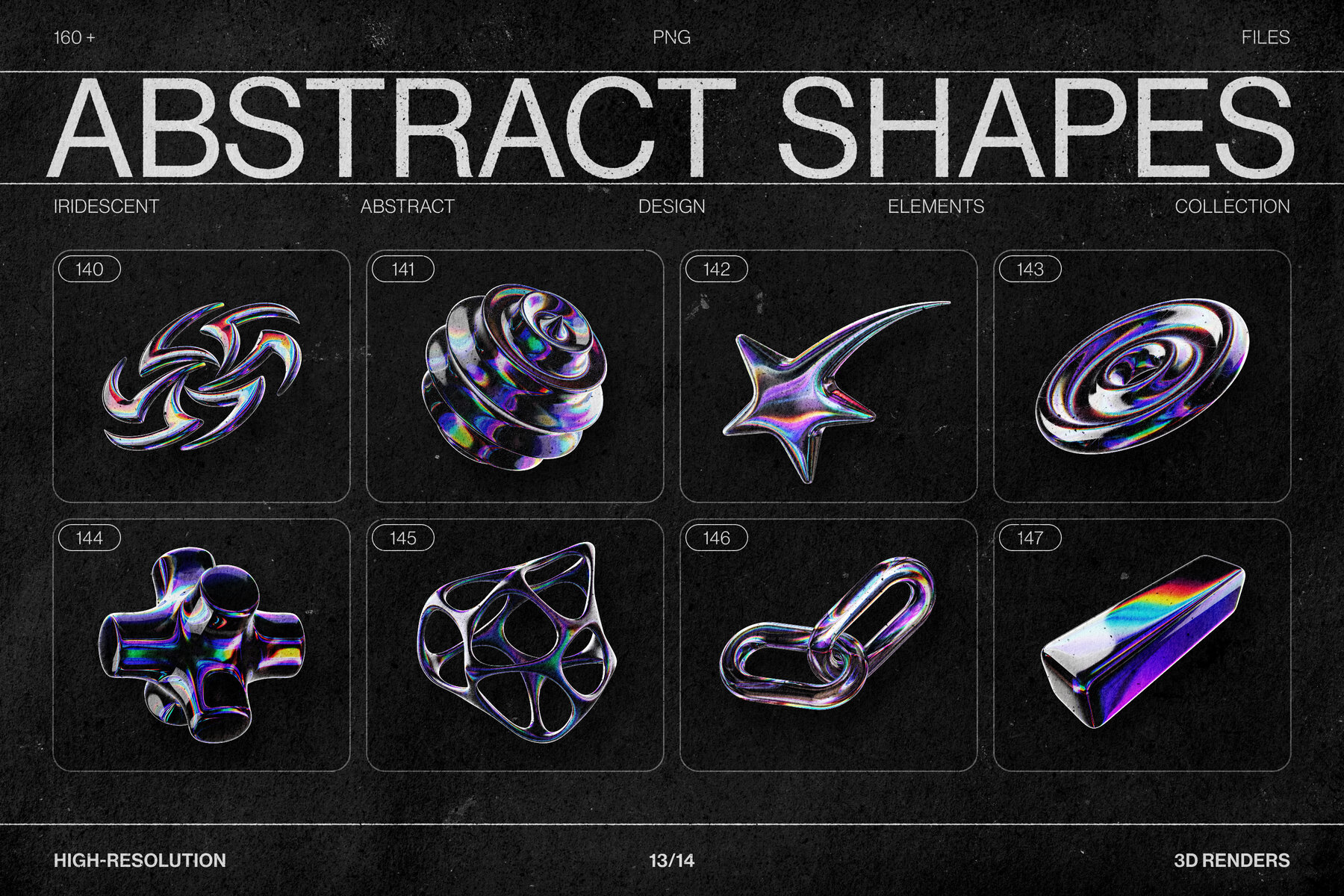 Chromatic Glass Shapes 162 Iridescent 3D Elements 28