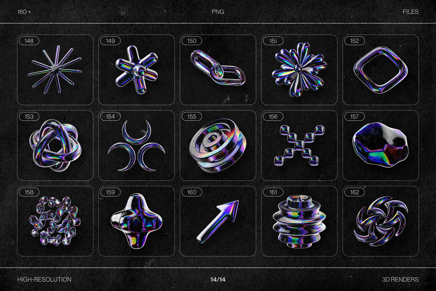 Chromatic Glass Shapes 162 Iridescent 3D Elements 29