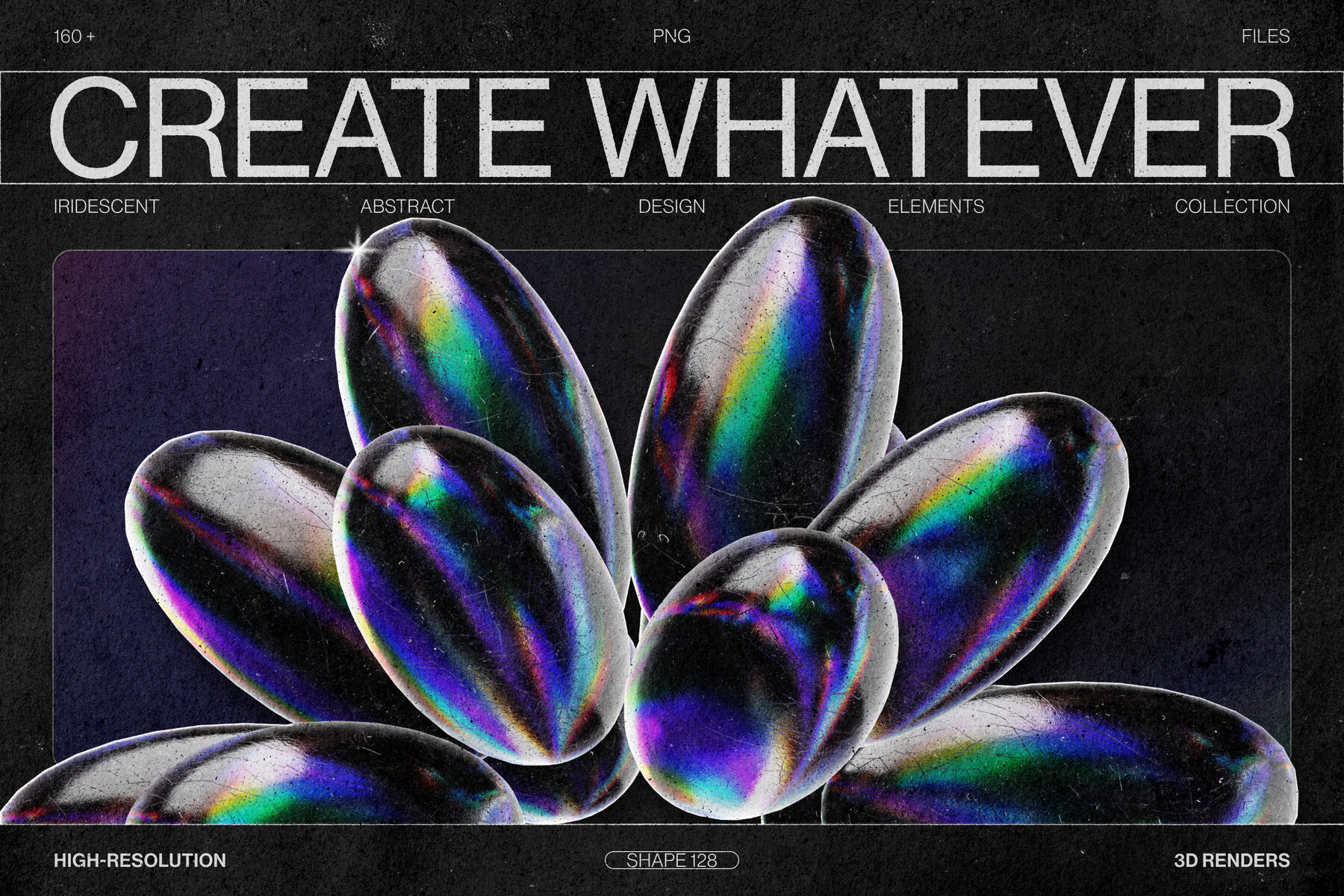 Chromatic Glass Shapes 162 Iridescent 3D Elements 30