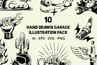 Hand Drawn Garage Illustration Pack