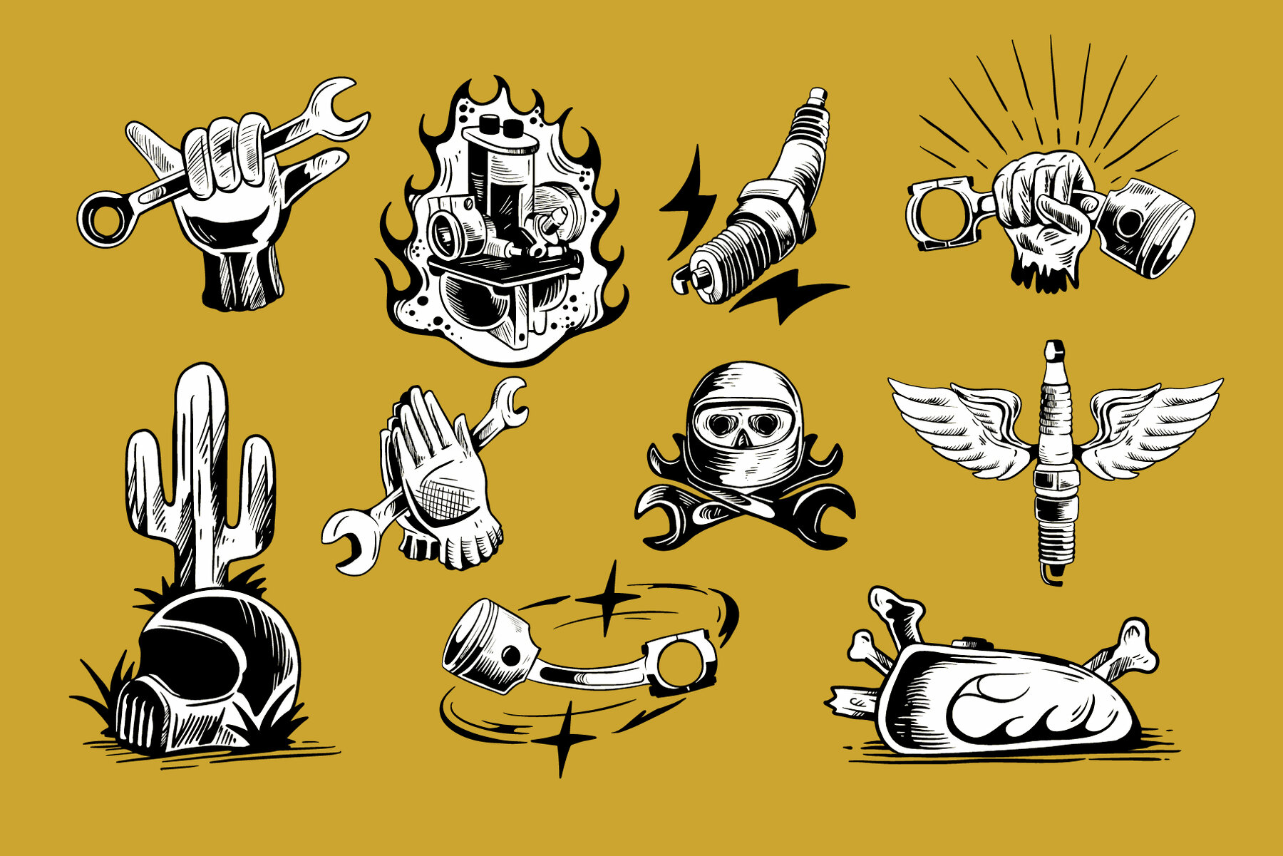 Hand Drawn Garage Illustration Pack 4