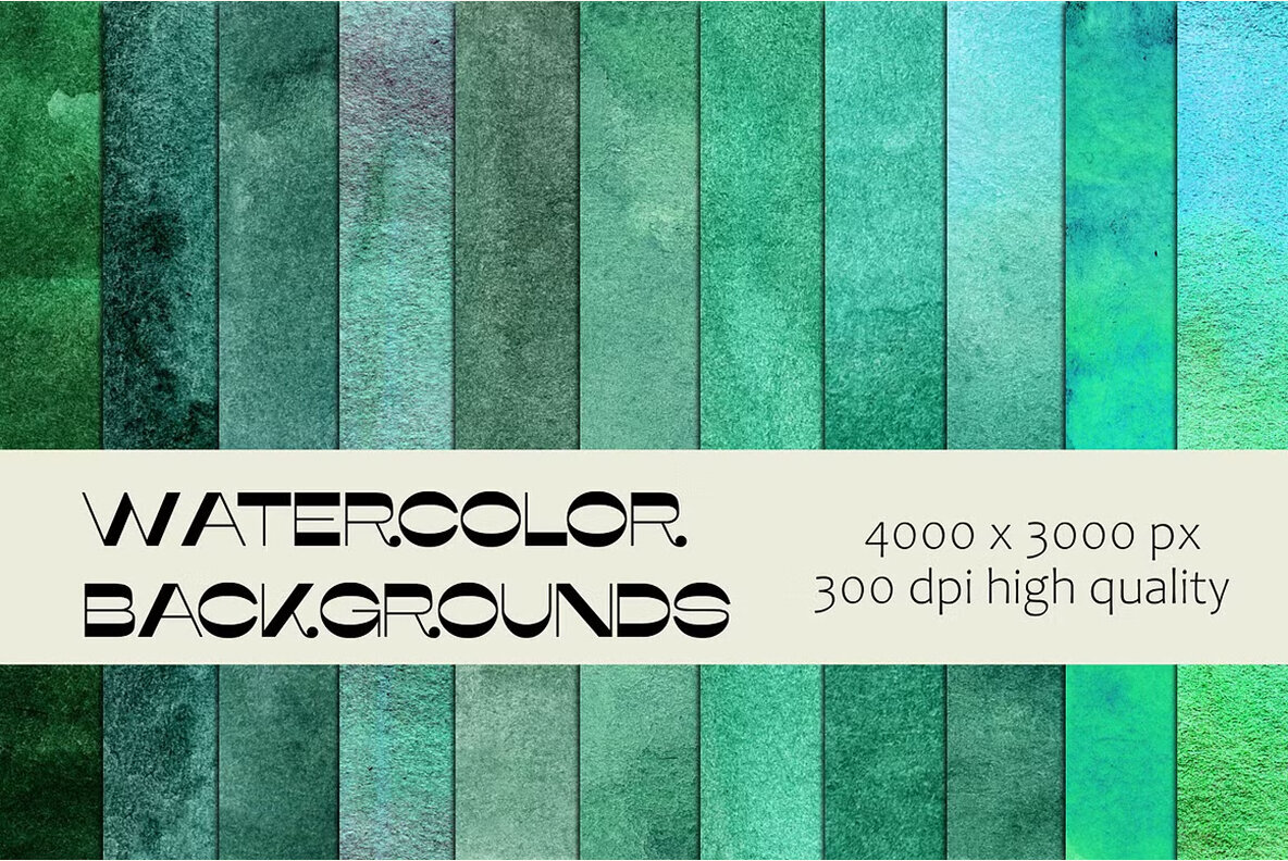 Green Watercolor Digital Backgrounds 1