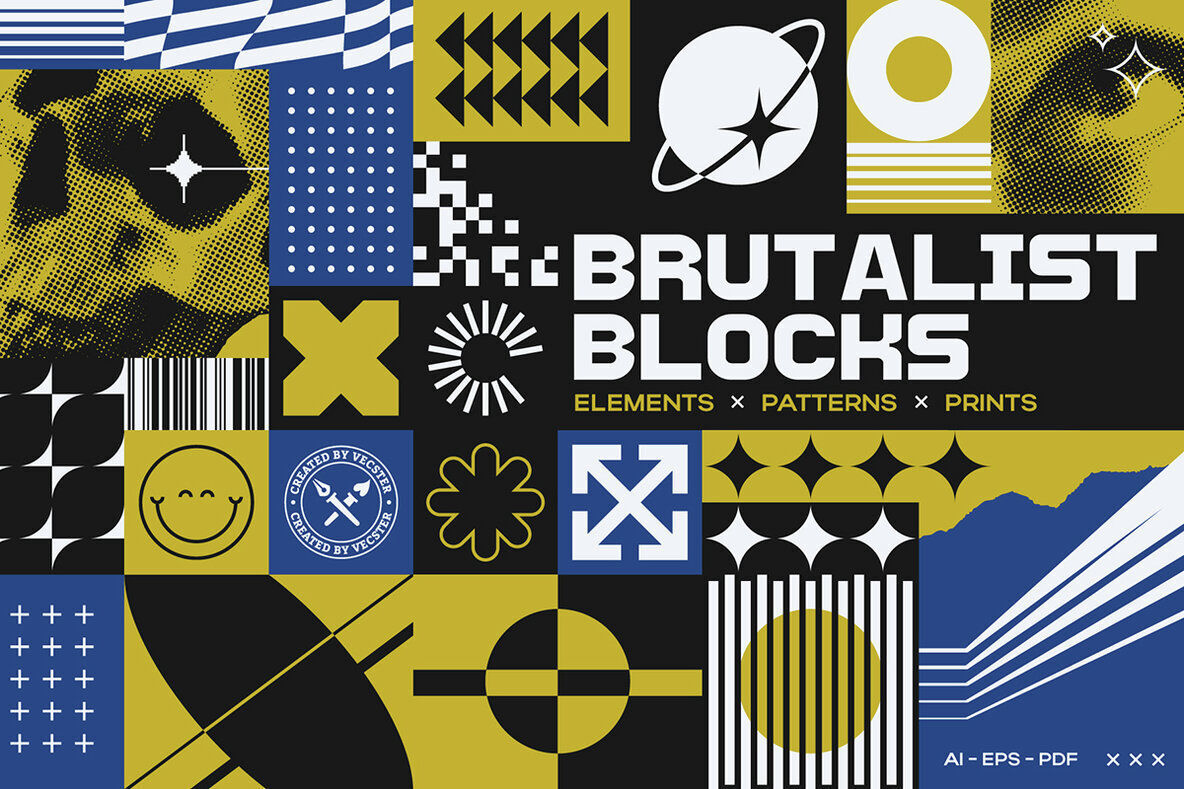 Brutalist Blocks Vector Pack 1