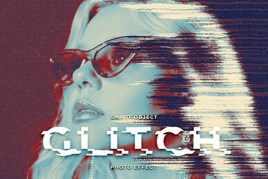 Dissolving Glitch Image Effect Mockup