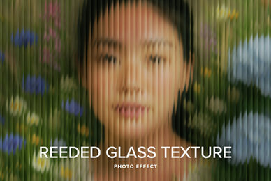 Reeded Glass Texture Image Effect Mockup