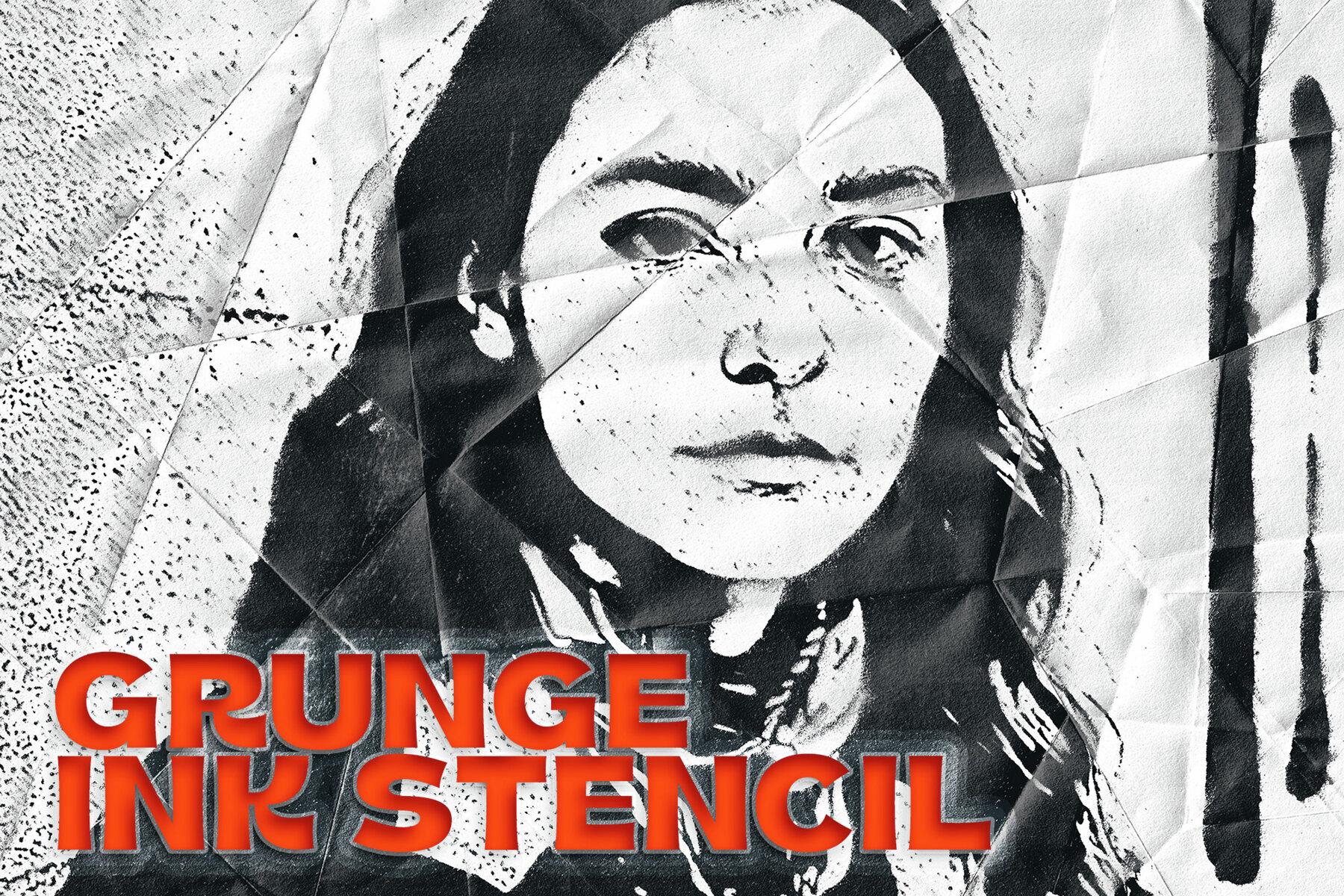 Grunge Ink Stencil Image Effect Mockup 1