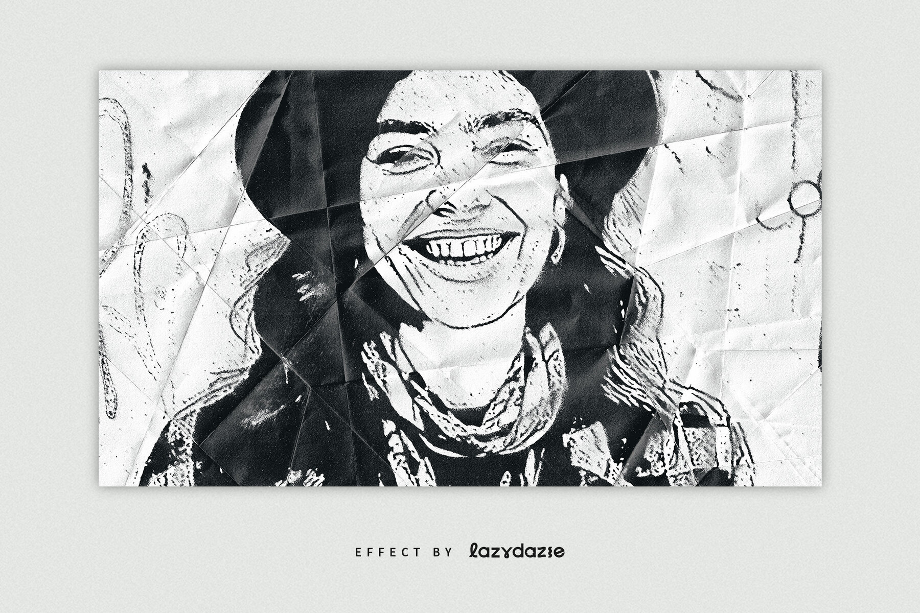 Grunge Ink Stencil Image Effect Mockup 3