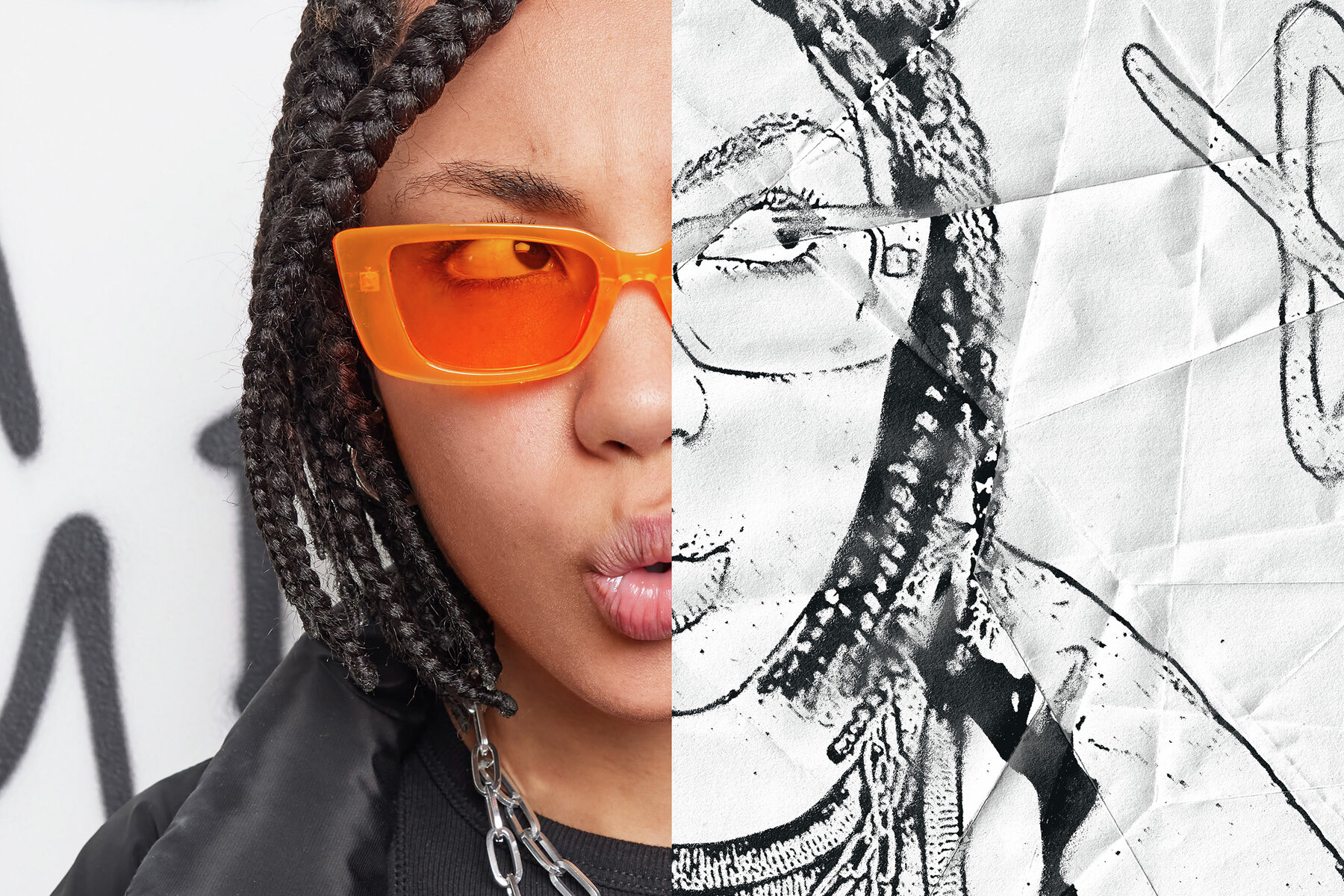 Grunge Ink Stencil Image Effect Mockup 7