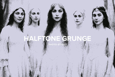 Halftone Grunge Image Effect Mockup