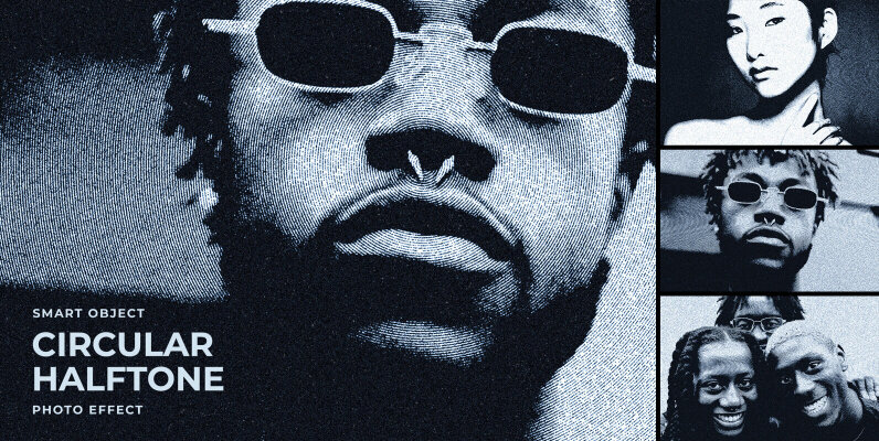 Circular Halftone Image Effect Mockup