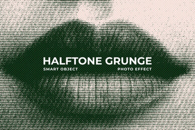 Grunge Halftone Image Effect Mockup