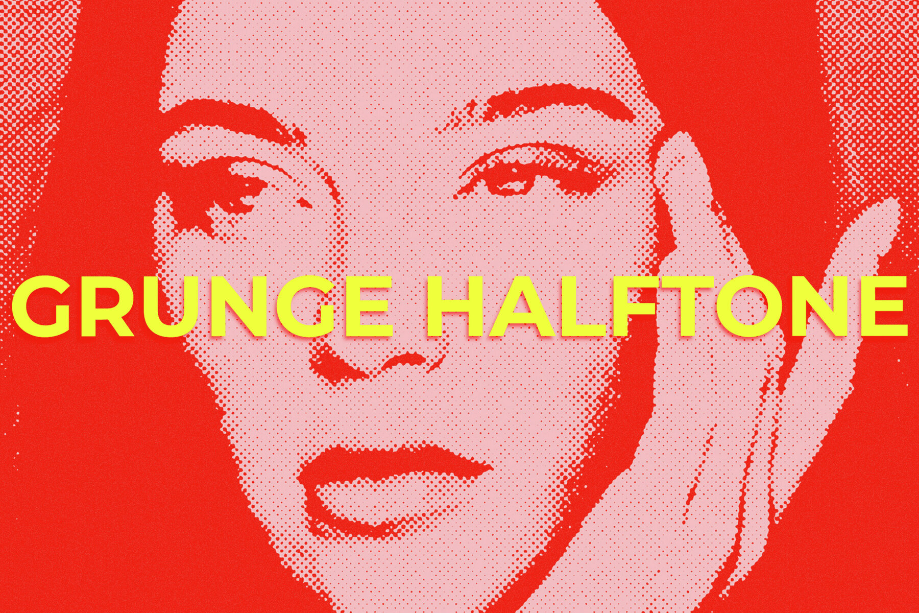 Red Grunge Halftone Image Effect Mockup 1