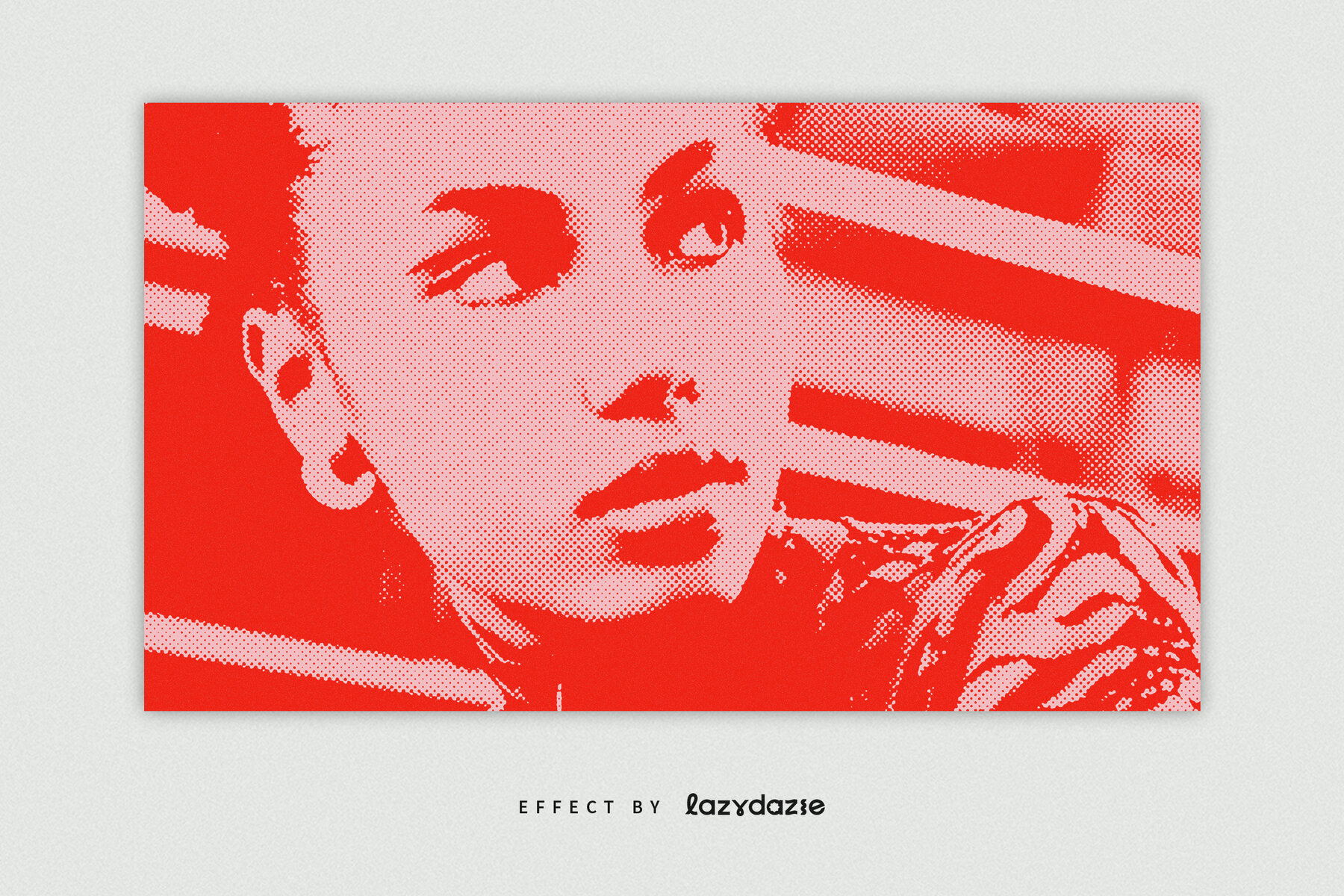 Red Grunge Halftone Image Effect Mockup 5