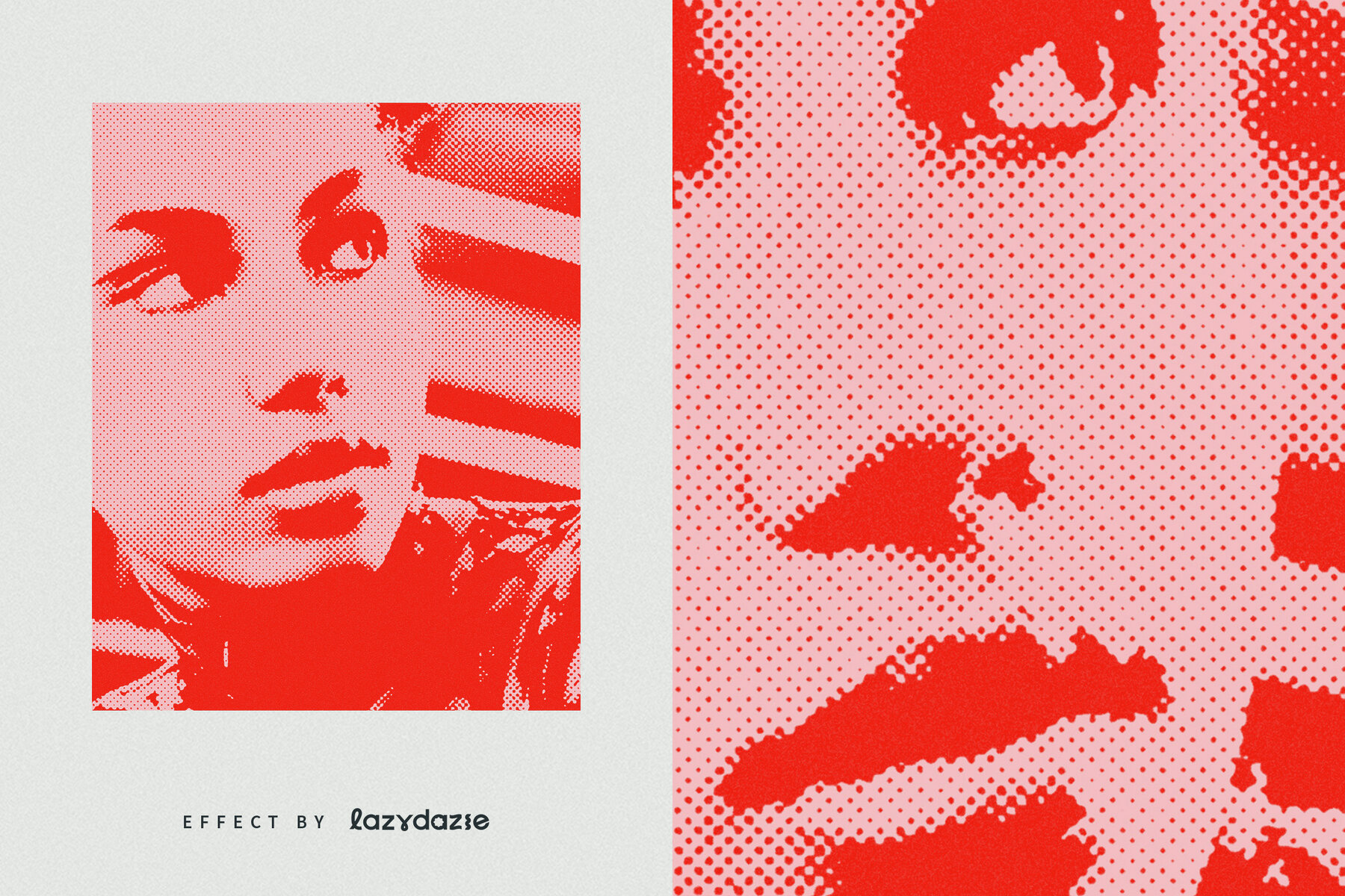 Red Grunge Halftone Image Effect Mockup 6