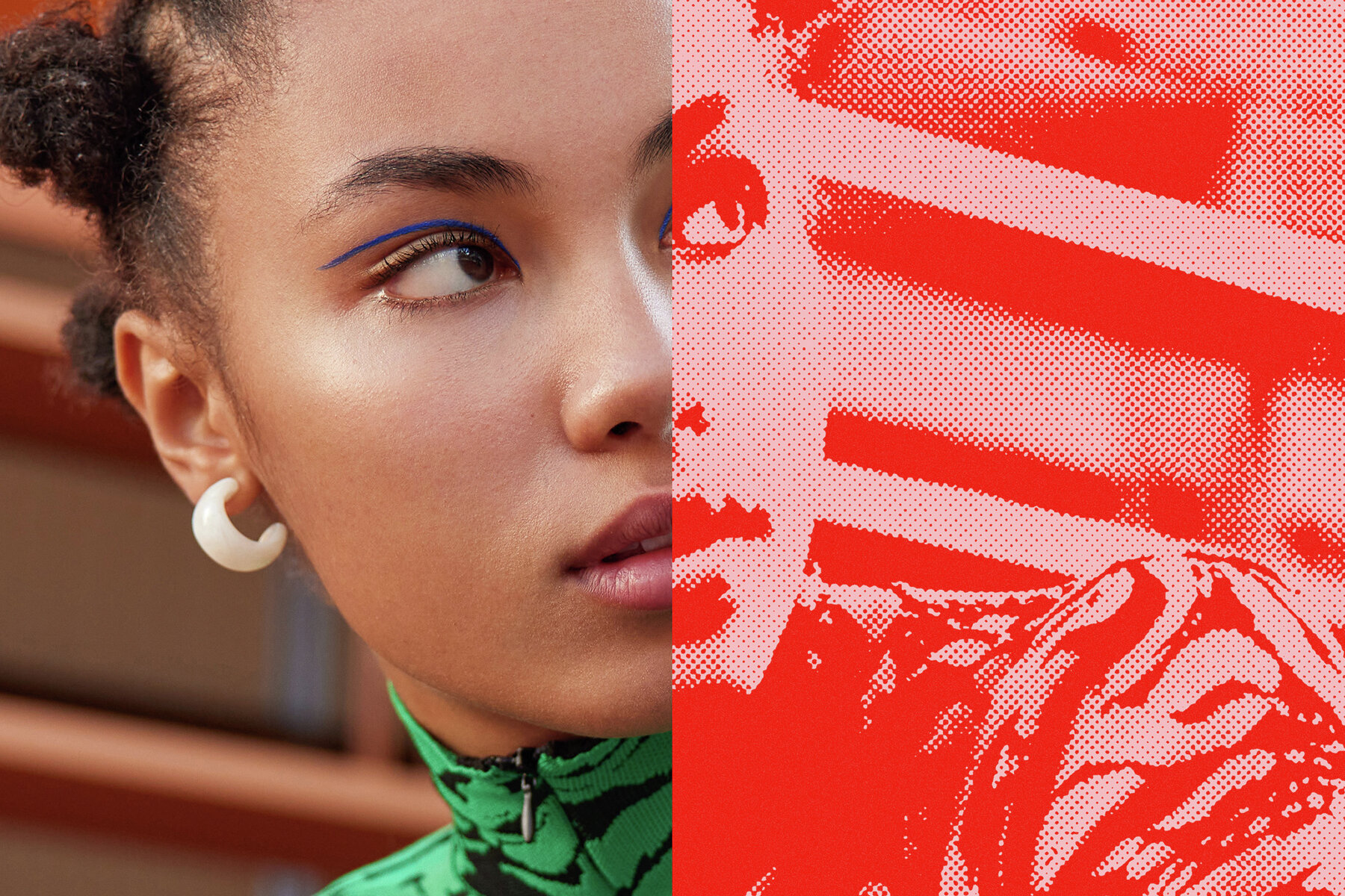 Red Grunge Halftone Image Effect Mockup 7