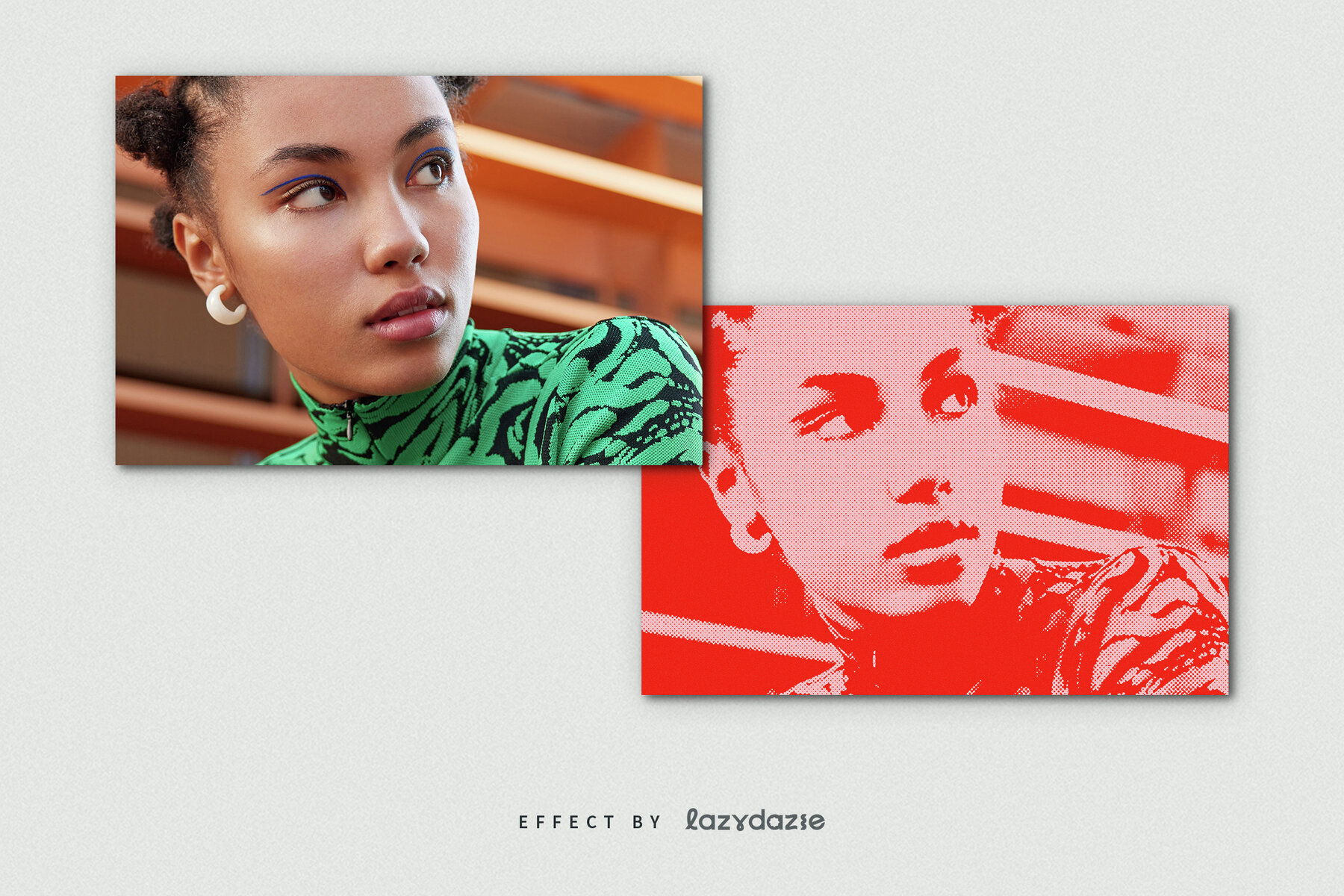 Red Grunge Halftone Image Effect Mockup 8