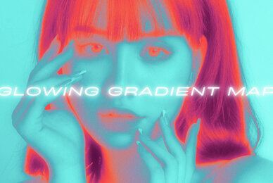 Glowing Gradient Map Image Effect Mockup