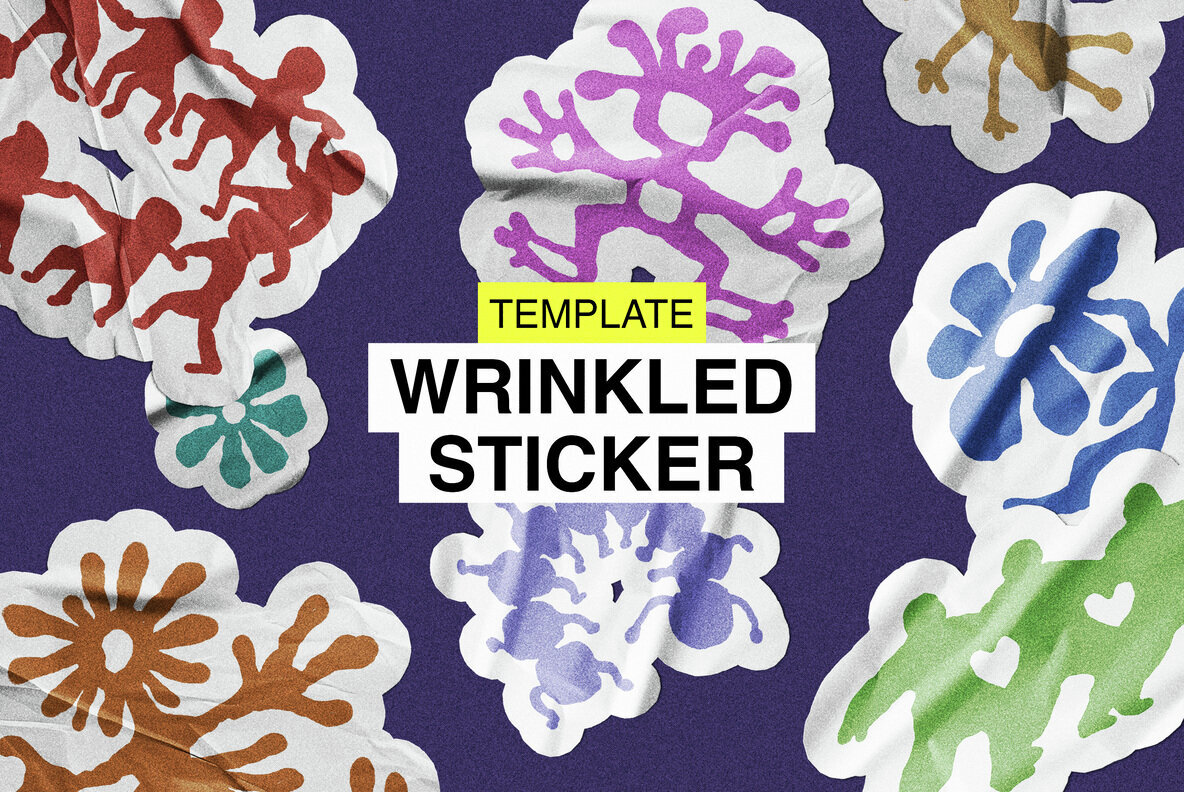 Wrinkled Sticker Mockup 1