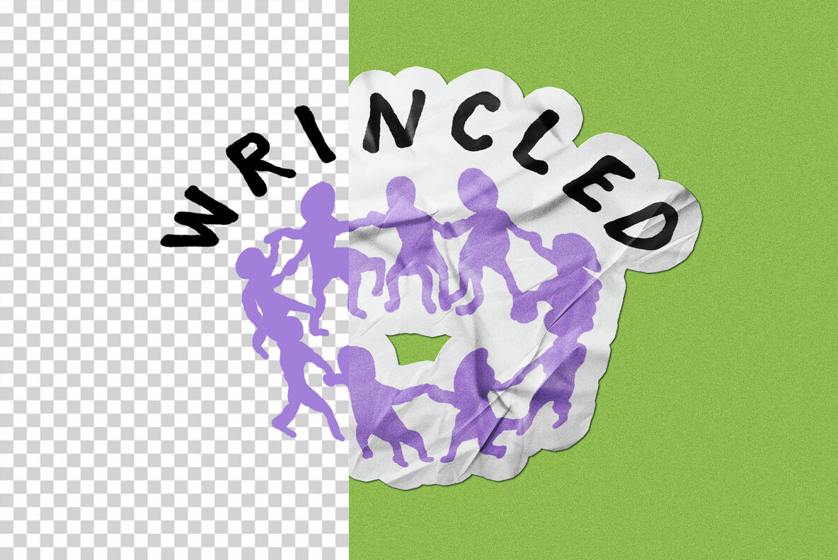 Wrinkled Sticker Mockup 4