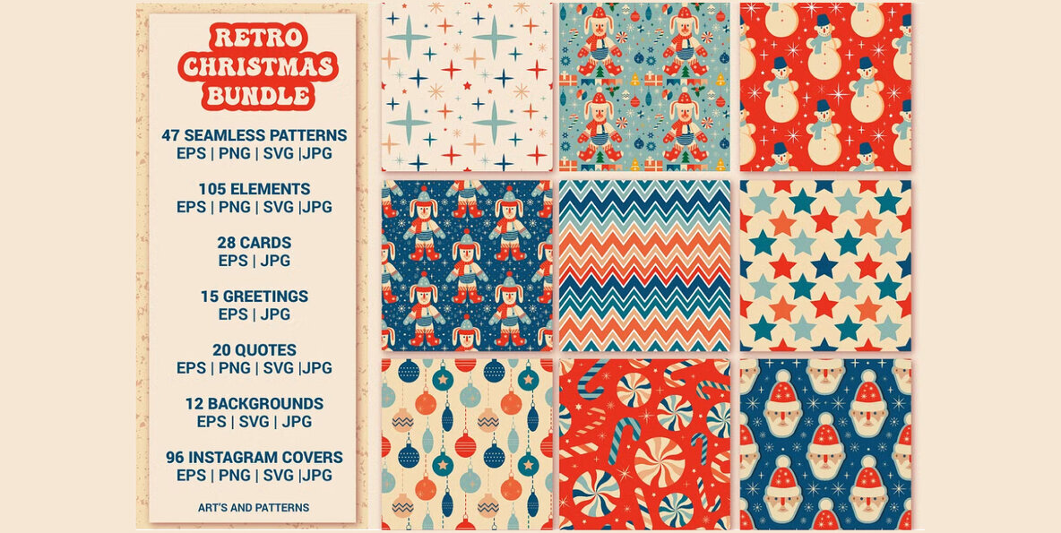 Retro Christmas Graphics Bundle 1
