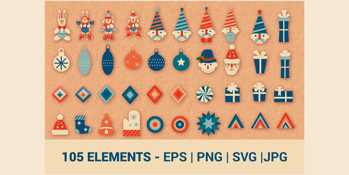 Retro Christmas Graphics Bundle 6
