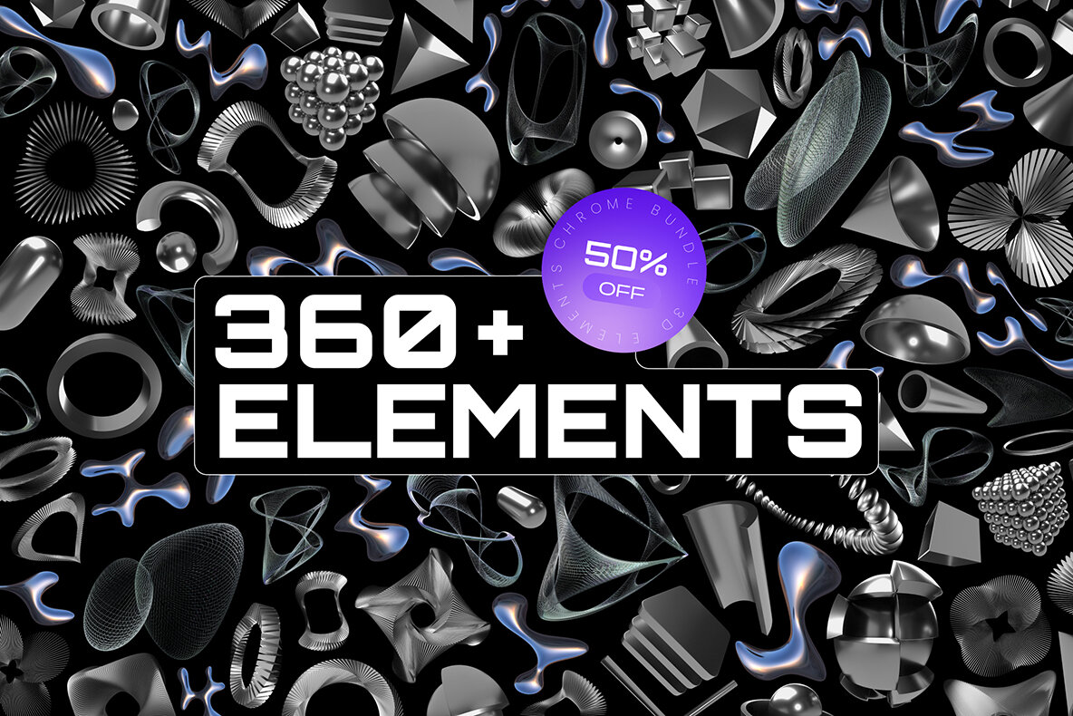 Chrome 3D Bundle 362 elements 4