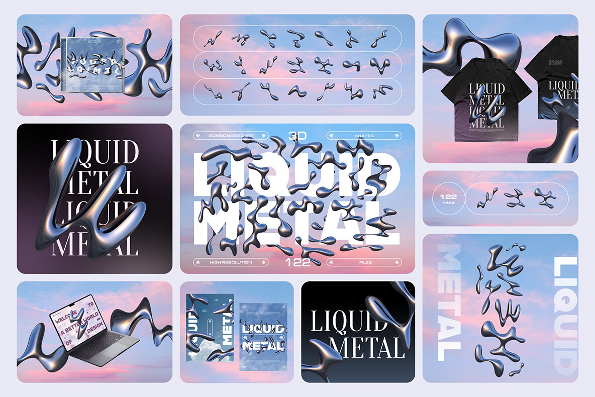 Chrome 3D Bundle 362 elements 6