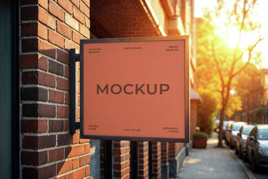 Square Street Sign Mockup