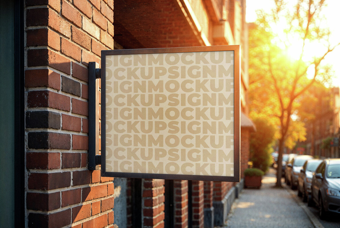 Square Street Sign Mockup 2