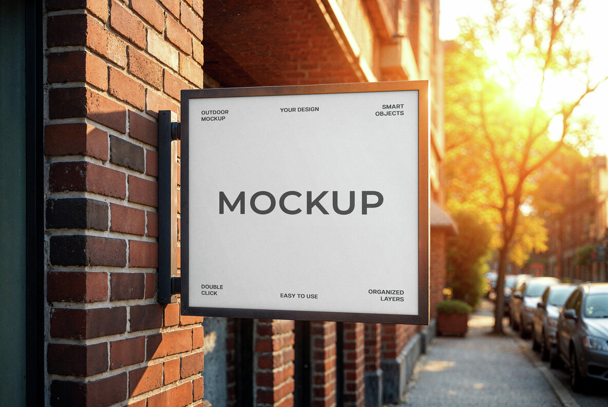 Square Street Sign Mockup 4