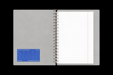 Open Notebook and 90x50 Business Card Mockup