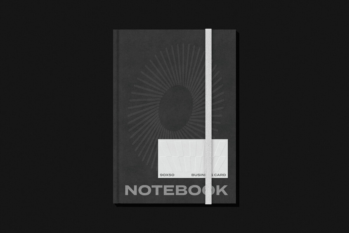 Notebook and 90x50 Business Card Mockup 1