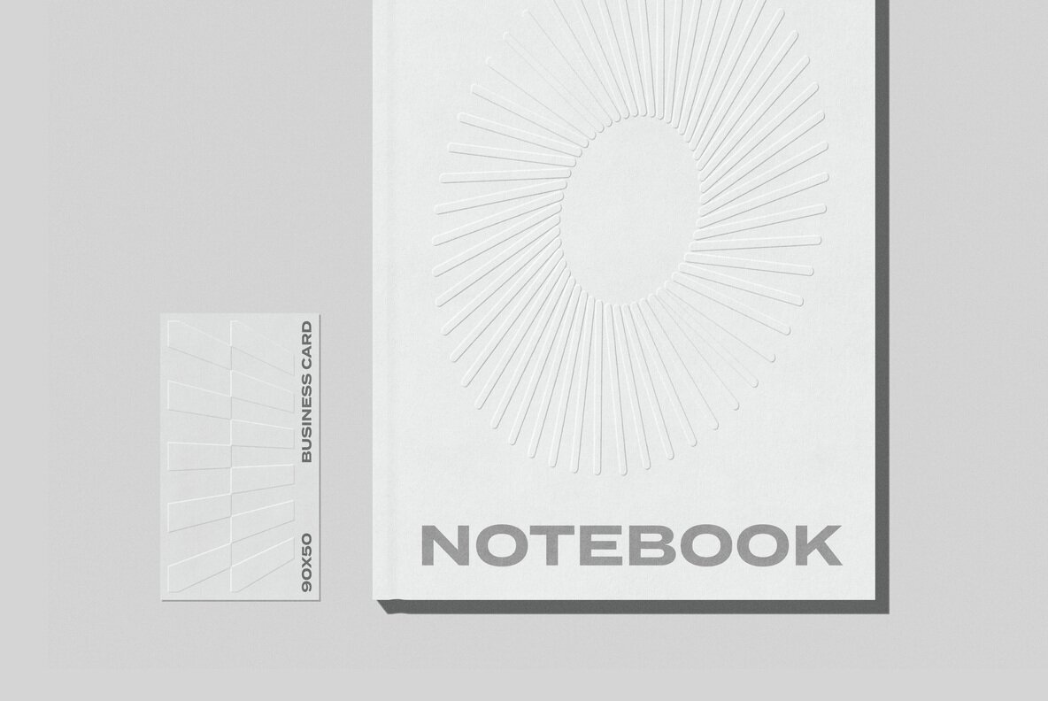 Notebook and 90x50 Business Card Mockup 2
