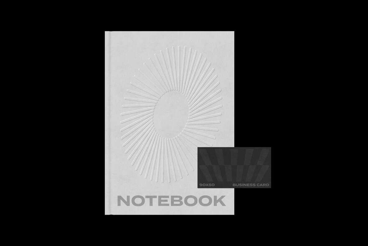 Notebook and 90x50 Business Card Mockup 3