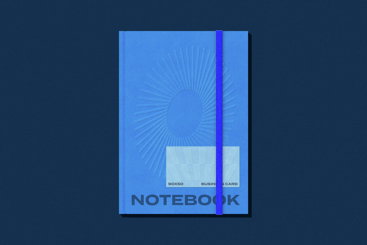 Notebook and 90x50 Business Card Mockup 4