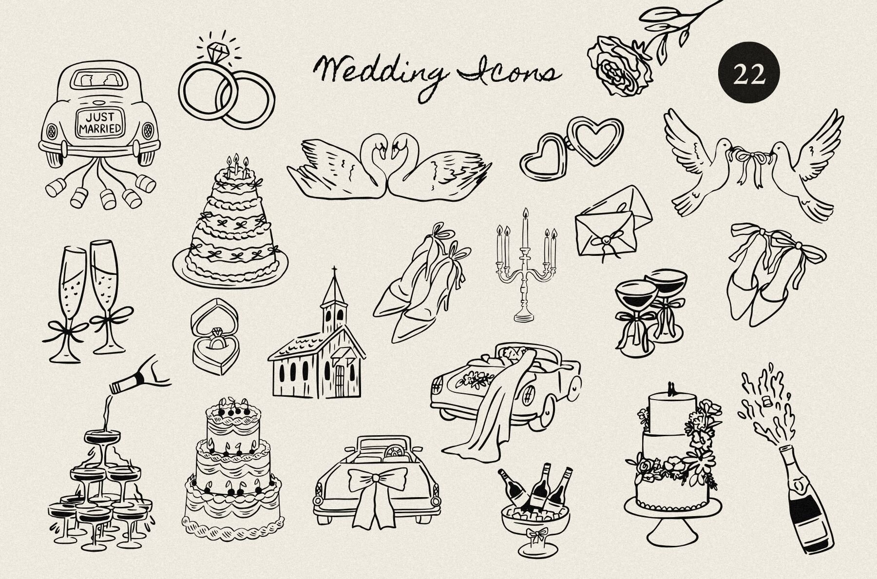 206 Whimsical Wedding Summer Clipart Bundle 5