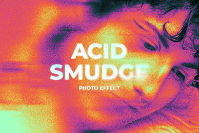 Colourful Acid Smudge Image Effect Mockup